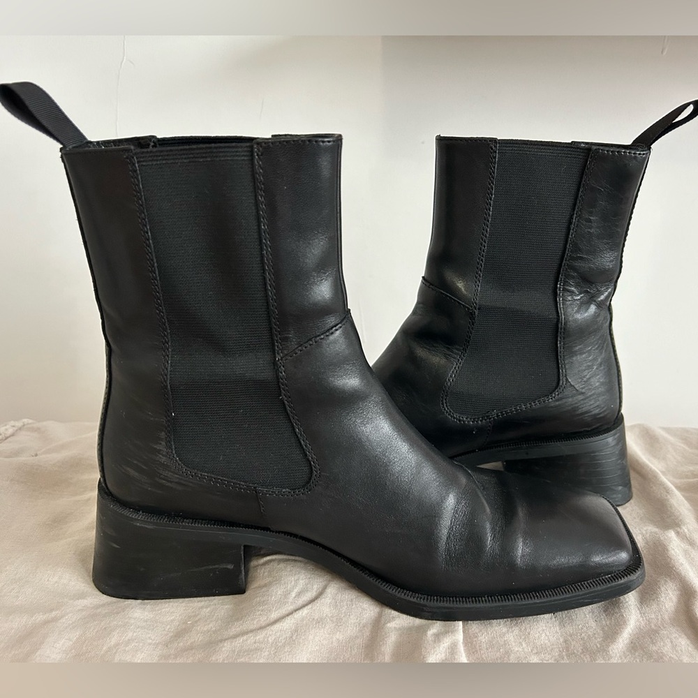Vagabond Blanca Black Square Toe Ankle Boots - Picture 6 of 6